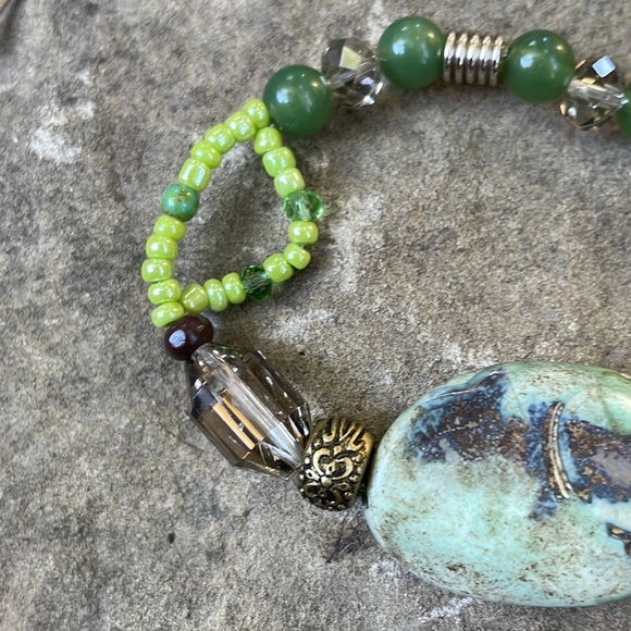 Handmade Bracelet New & Upcycled Beads, Multifaceted Crystals, Semiprecious Gems - Picture 5 of 5